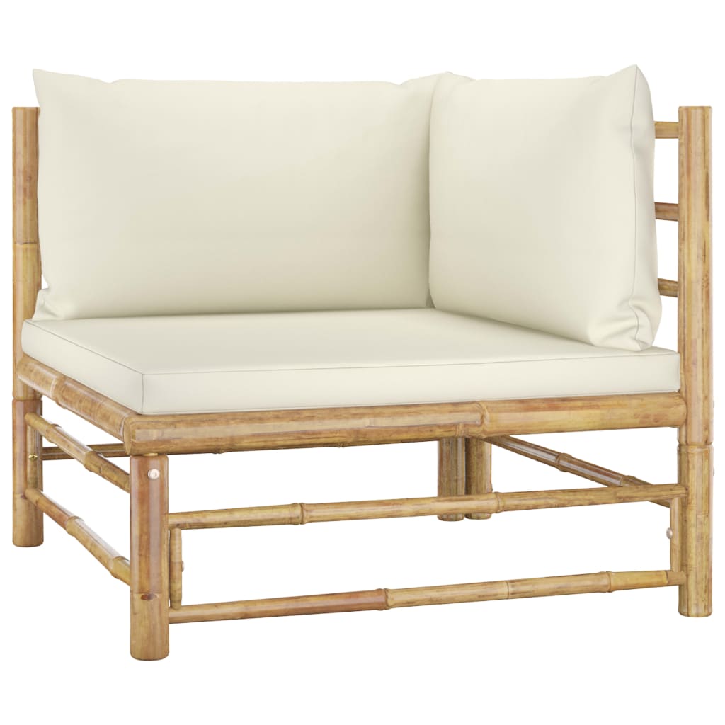 2-delige Loungeset met kussens bamboe crèmewit – afbeelding 3