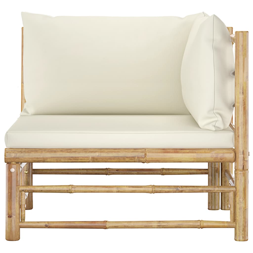 2-delige Loungeset met kussens bamboe crèmewit – afbeelding 4