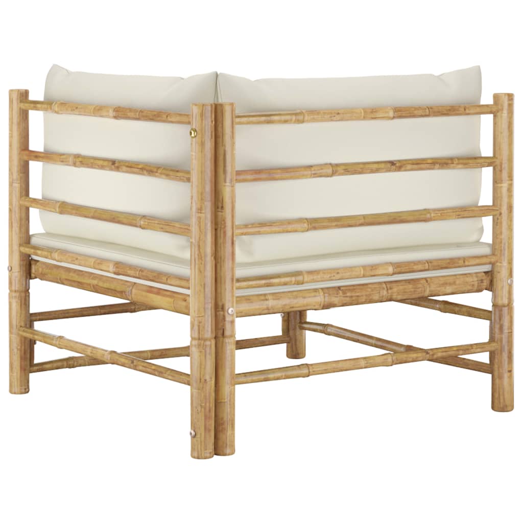 2-delige Loungeset met kussens bamboe crèmewit – afbeelding 5