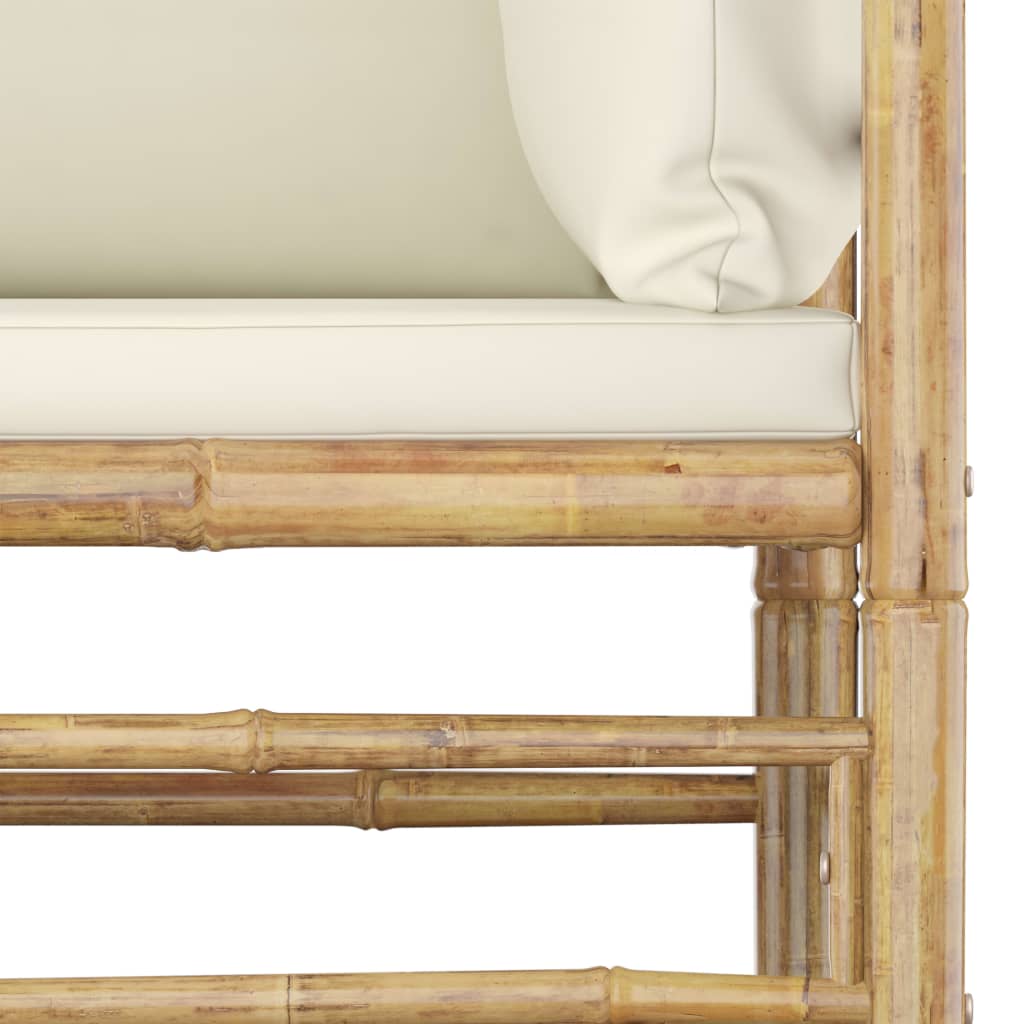 2-delige Loungeset met kussens bamboe crèmewit – afbeelding 6