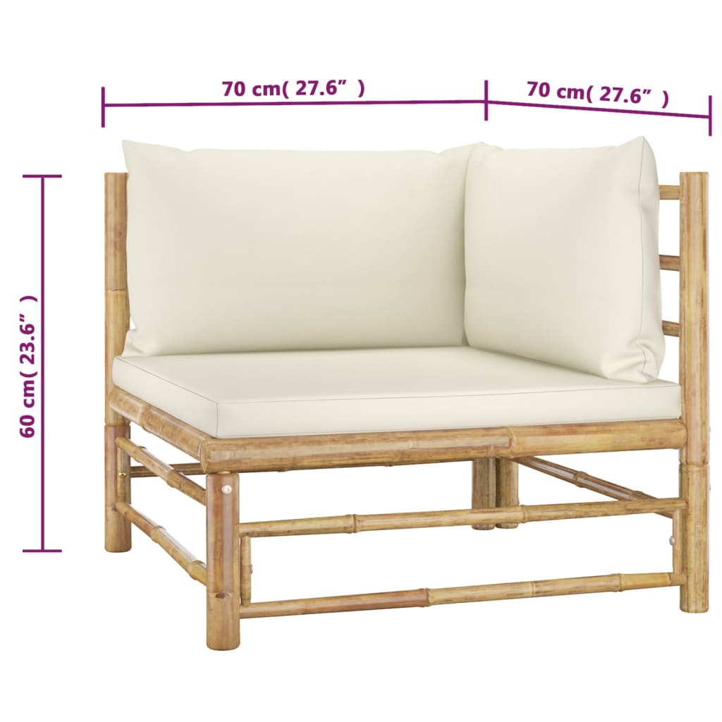 2-delige Loungeset met kussens bamboe crèmewit – afbeelding 7