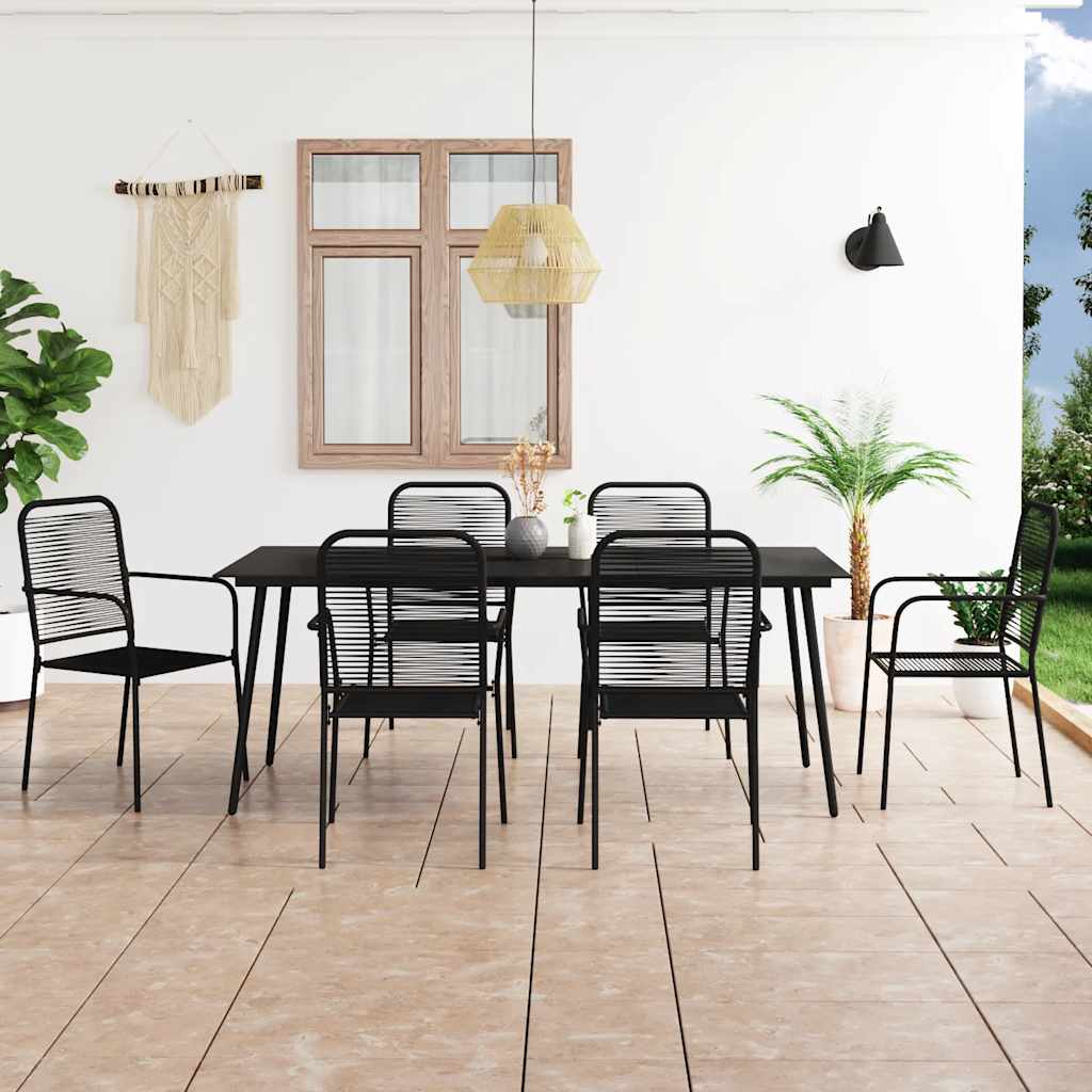 7-delige Tuinset katoenen touw en staal zwart – afbeelding 1