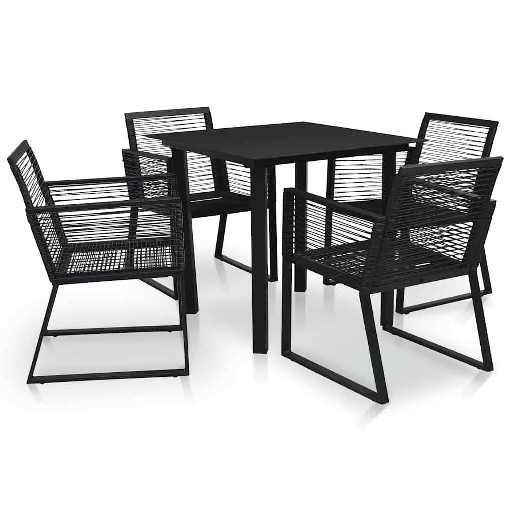 5-delige Tuinset PVC-rattan zwart – afbeelding 1
