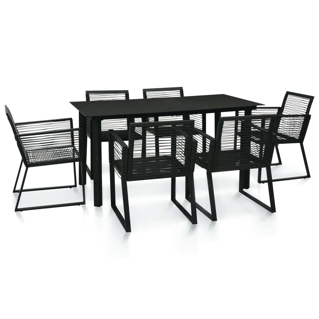 7-delige Tuinset PVC-rattan zwart