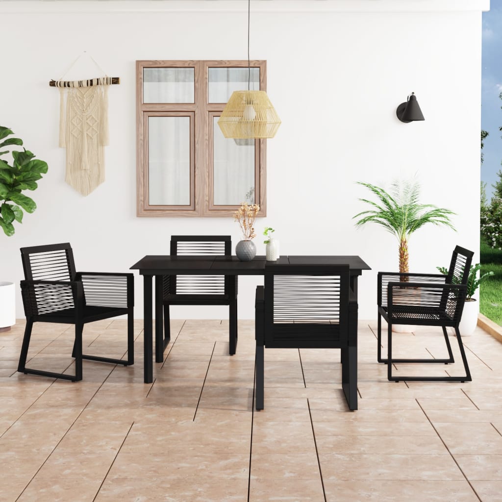 5-delige Tuinset PVC-rattan zwart – afbeelding 1