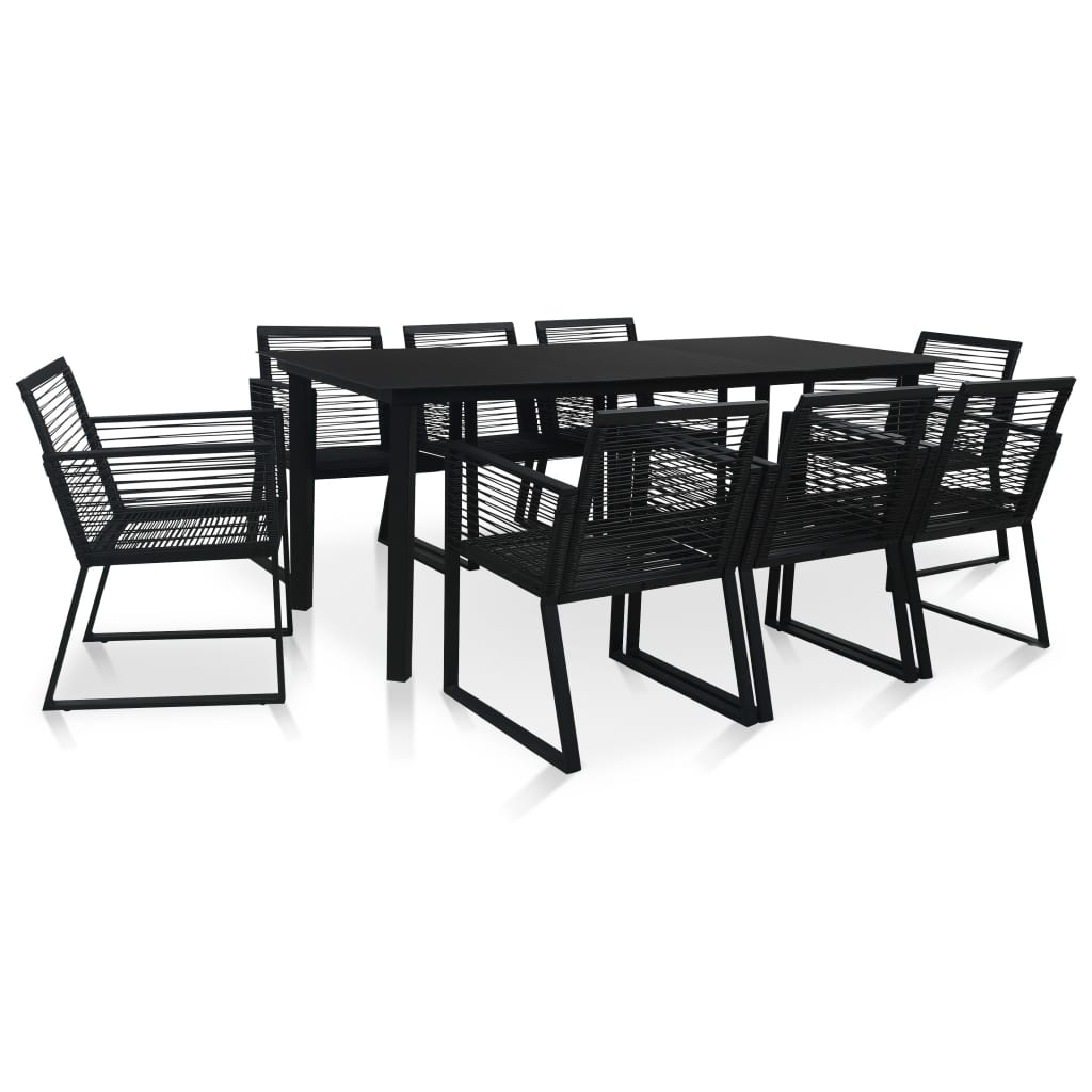 9-delige Tuinset PVC-rattan zwart – afbeelding 1