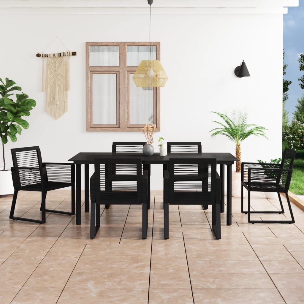 7-delige Tuinset PVC-rattan zwart – afbeelding 1