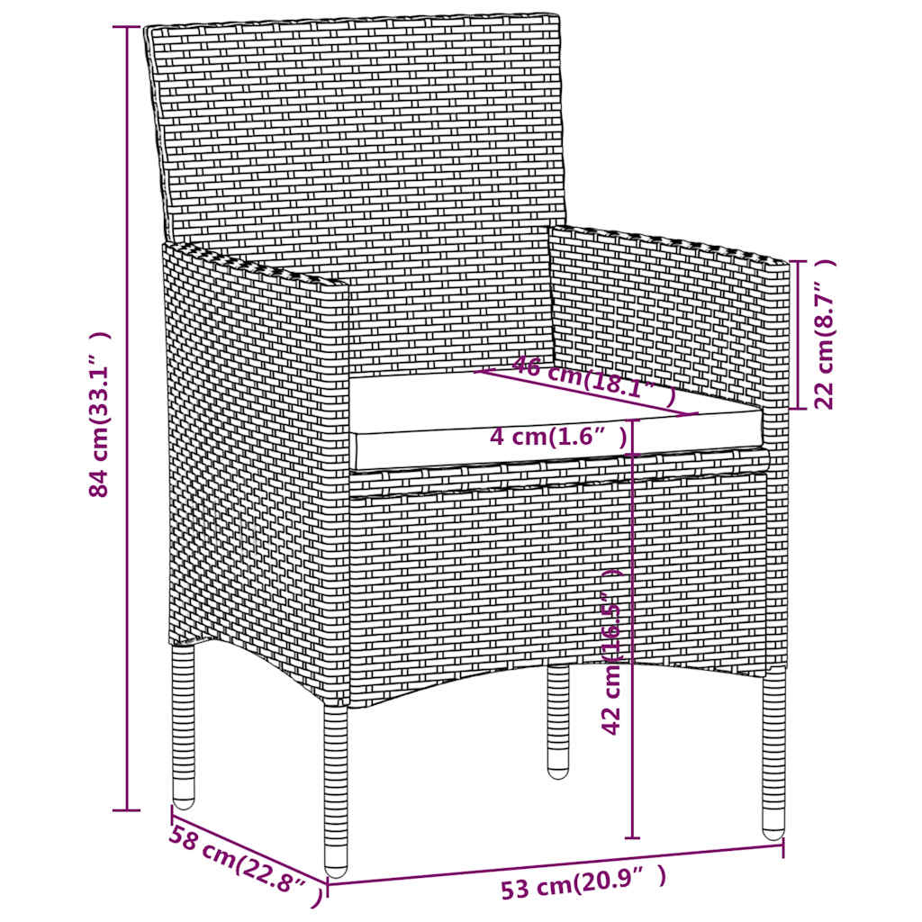 5-delige Tuinset poly rattan en massief acaciahout zwart – afbeelding 10