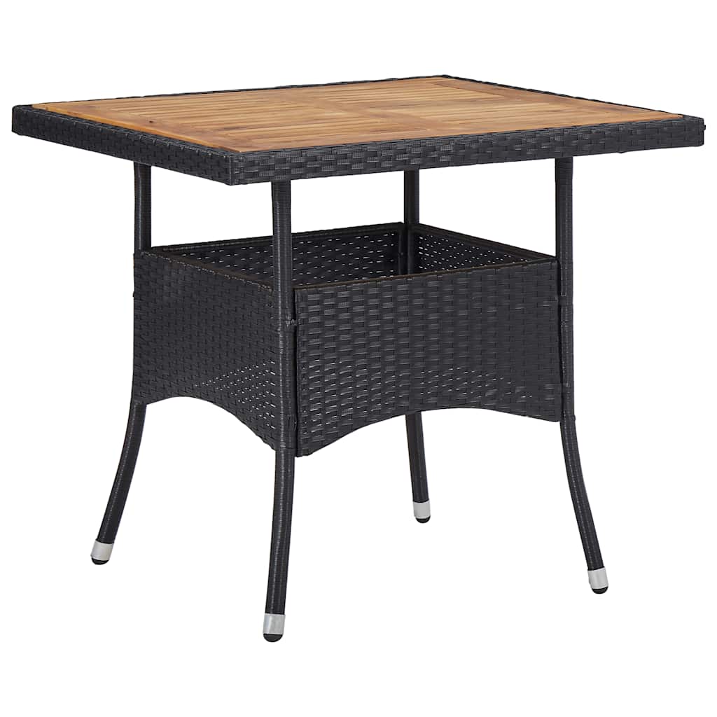 5-delige Tuinset poly rattan en massief acaciahout zwart – afbeelding 3