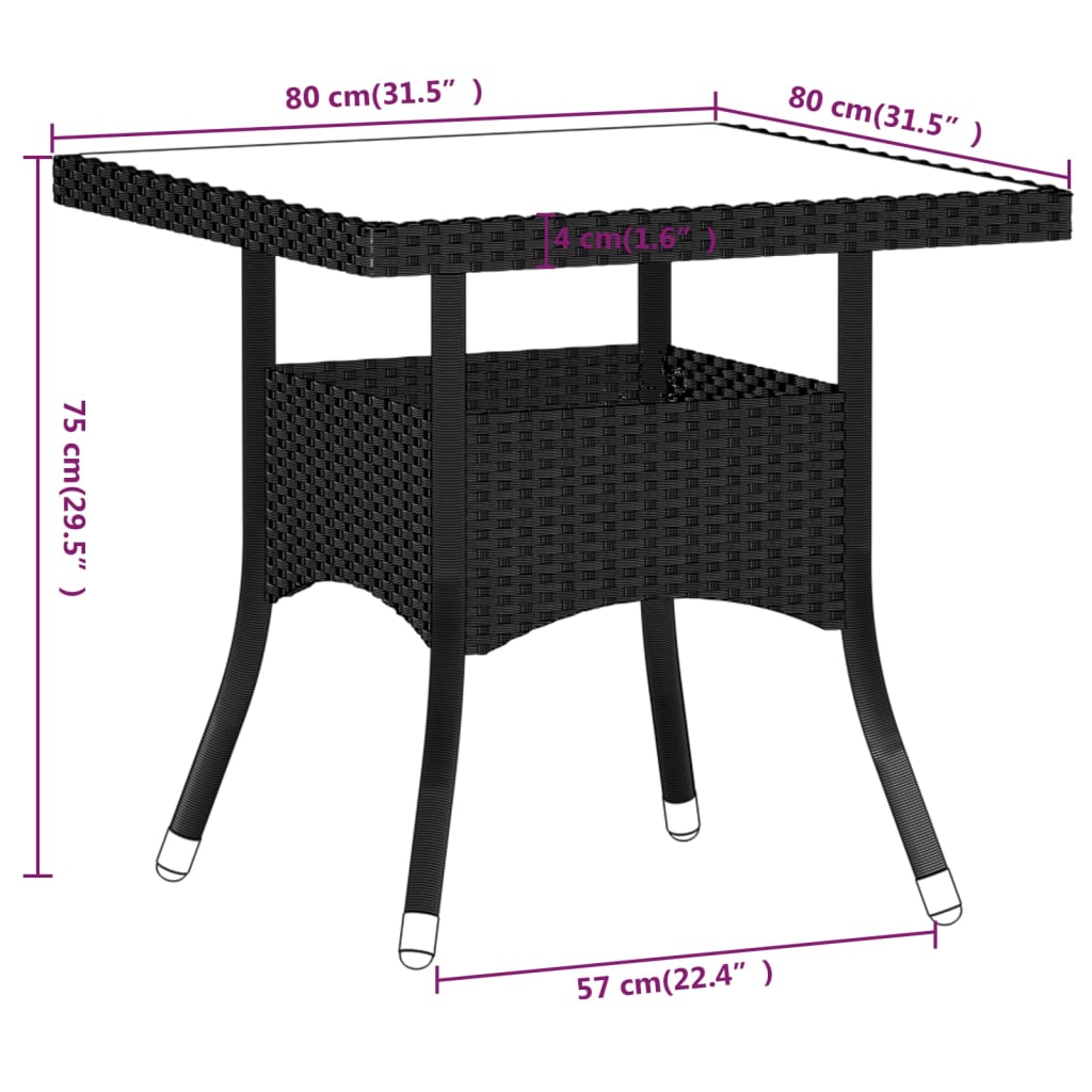 5-delige Tuinset poly rattan en massief acaciahout zwart – afbeelding 9