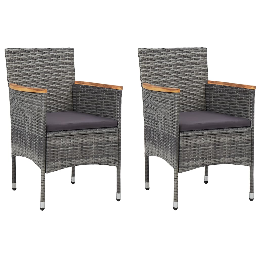 3-delige Bistroset poly rattan en gehard glas grijs – afbeelding 3