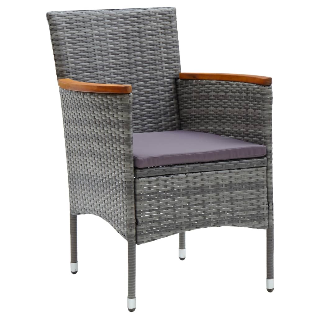 3-delige Bistroset poly rattan en gehard glas grijs – afbeelding 4