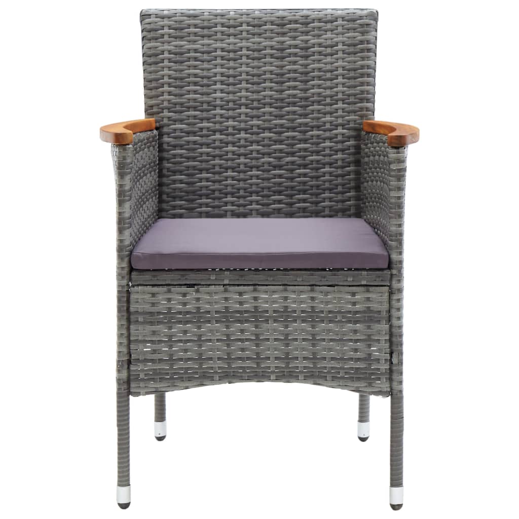 3-delige Bistroset poly rattan en gehard glas grijs – afbeelding 5