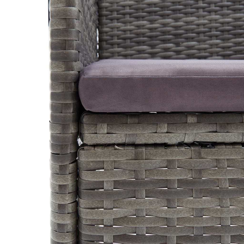 3-delige Bistroset poly rattan en gehard glas grijs – afbeelding 6