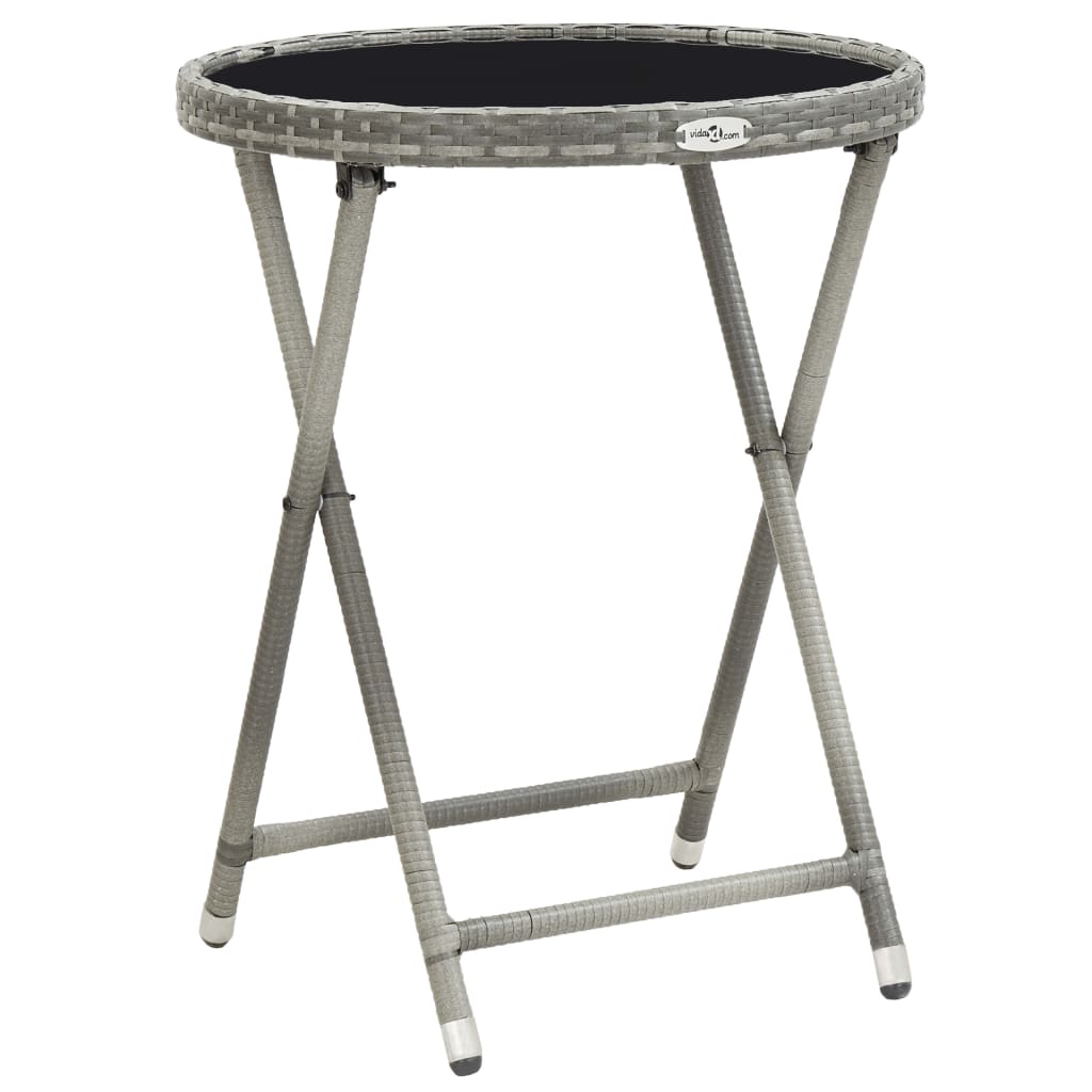 3-delige Bistroset poly rattan en gehard glas grijs – afbeelding 7