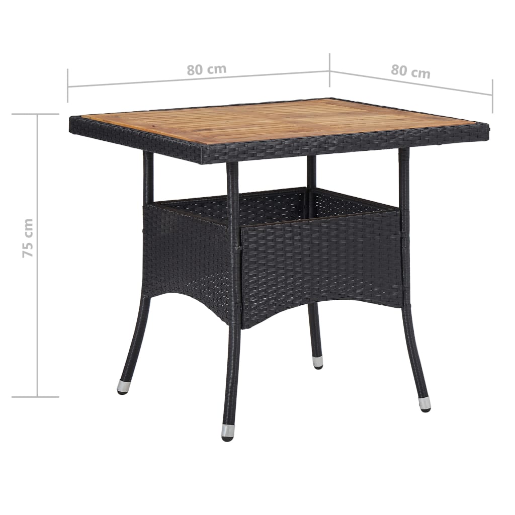 5-delige Tuinset poly rattan en acaciahout zwart – afbeelding 11