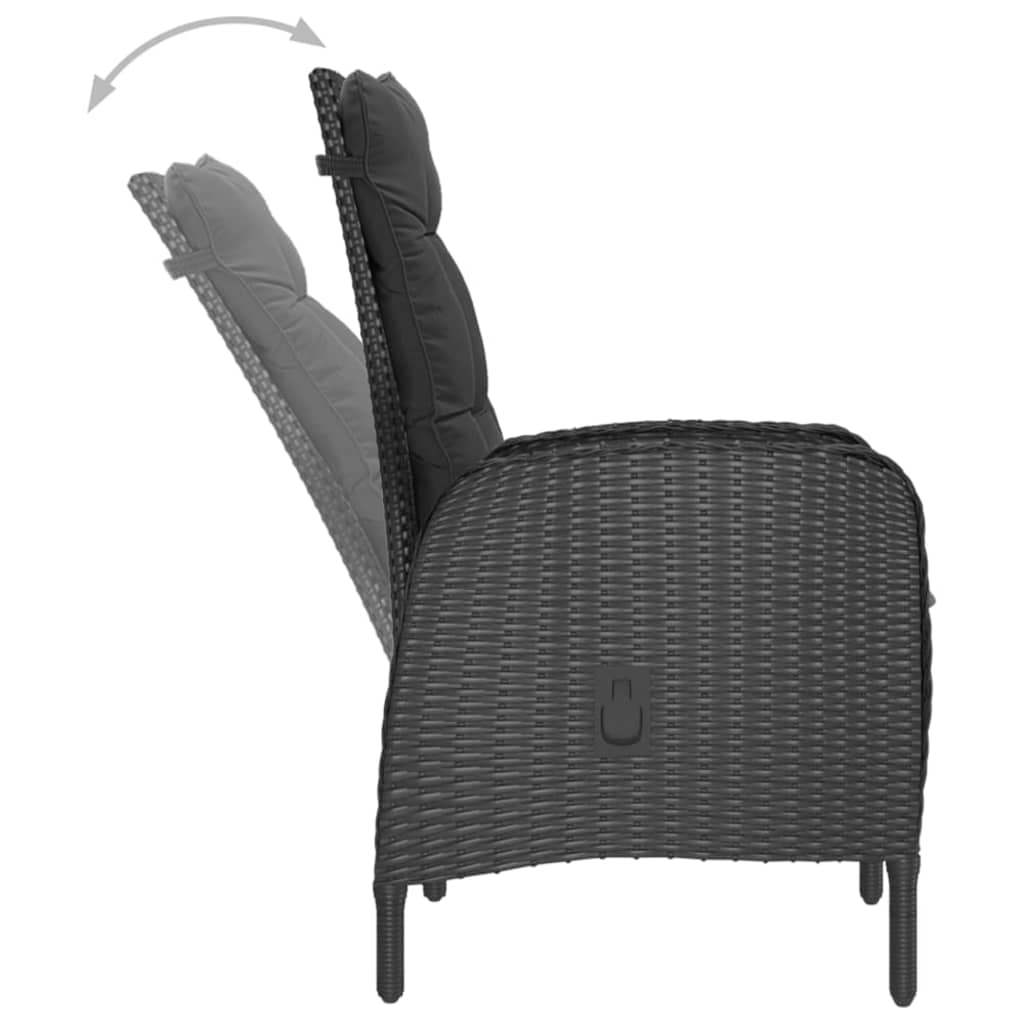 5-delige Tuinset poly rattan en acaciahout zwart – afbeelding 9