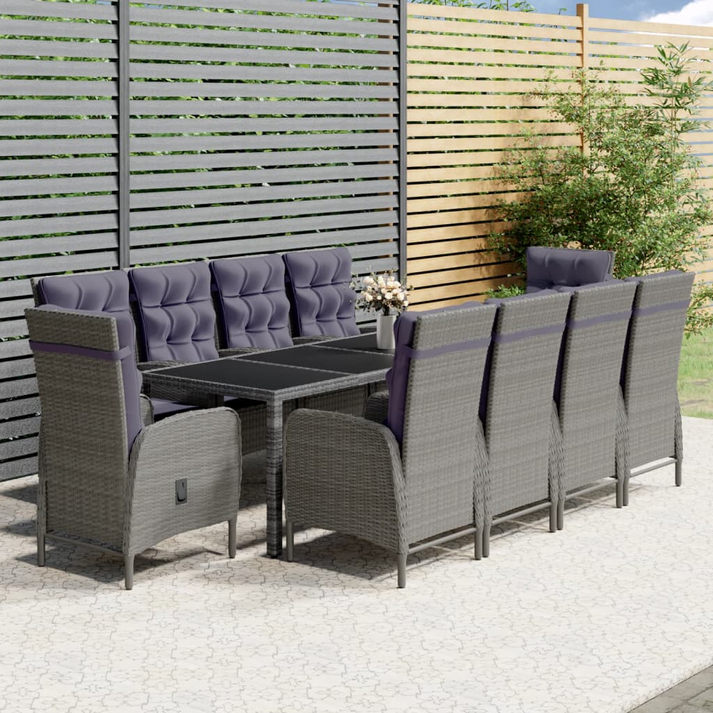 11-delige Tuinset poly rattan grijs – afbeelding 1