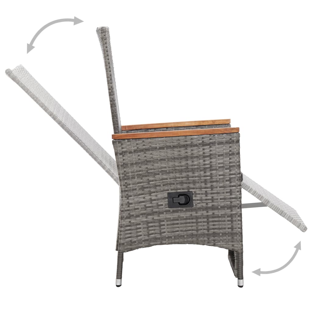 3-delige Loungeset met kussens poly rattan grijs – afbeelding 7