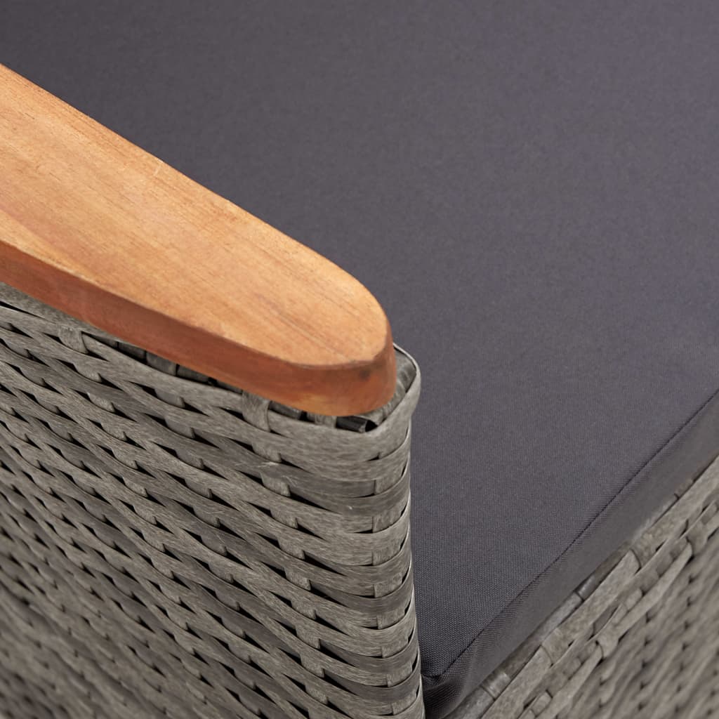 3-delige Loungeset met kussens poly rattan grijs – afbeelding 8