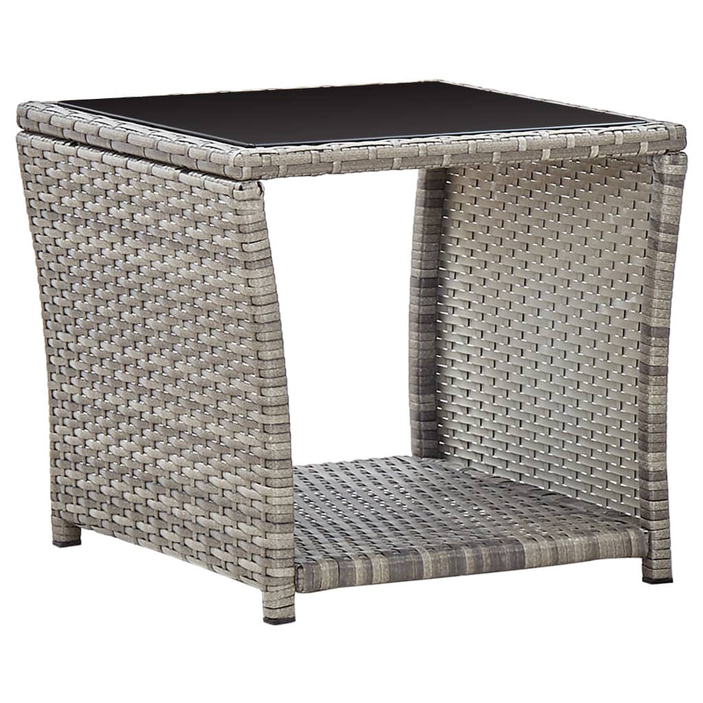 3-delige Loungeset met kussens poly rattan grijs – afbeelding 9