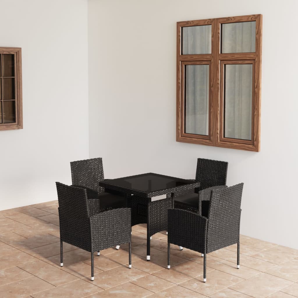 5-delige Tuinset poly rattan zwart – afbeelding 1