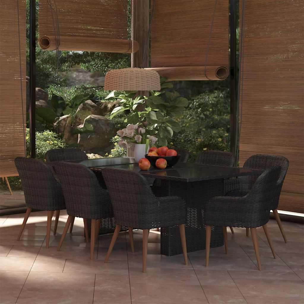9-delige Tuinset poly rattan zwart – afbeelding 1