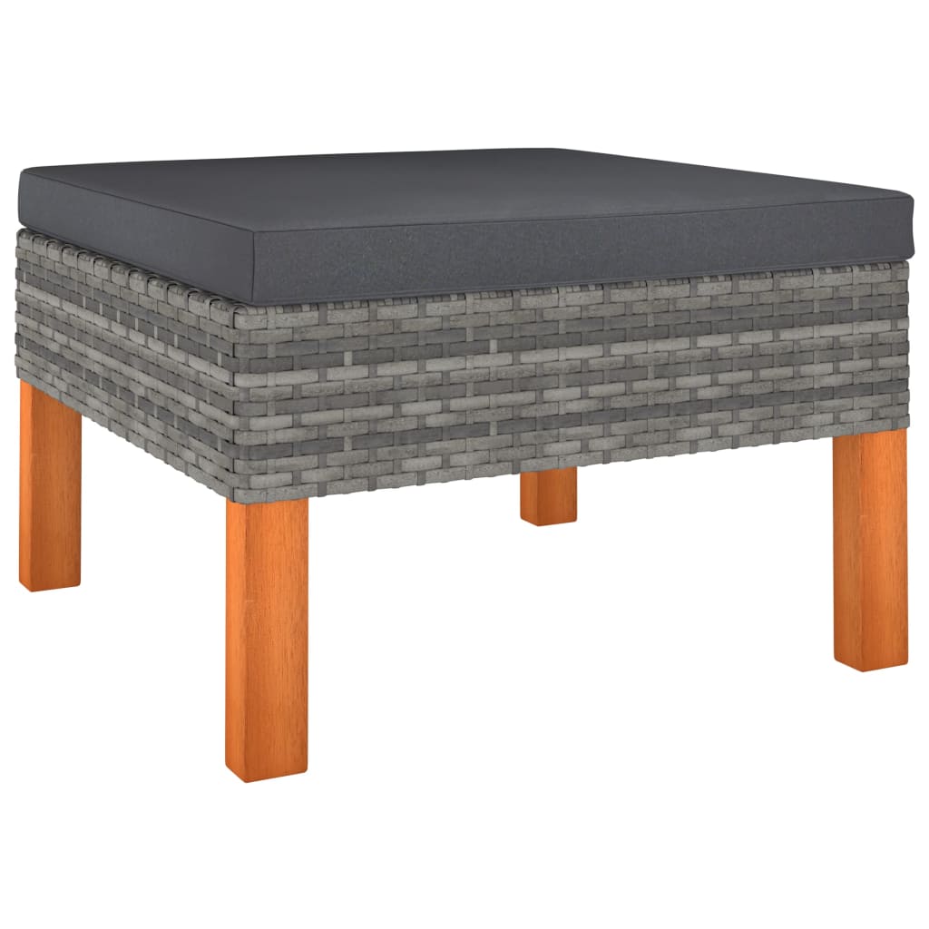 9-delige Loungeset met kussens poly rattan grijs – afbeelding 5