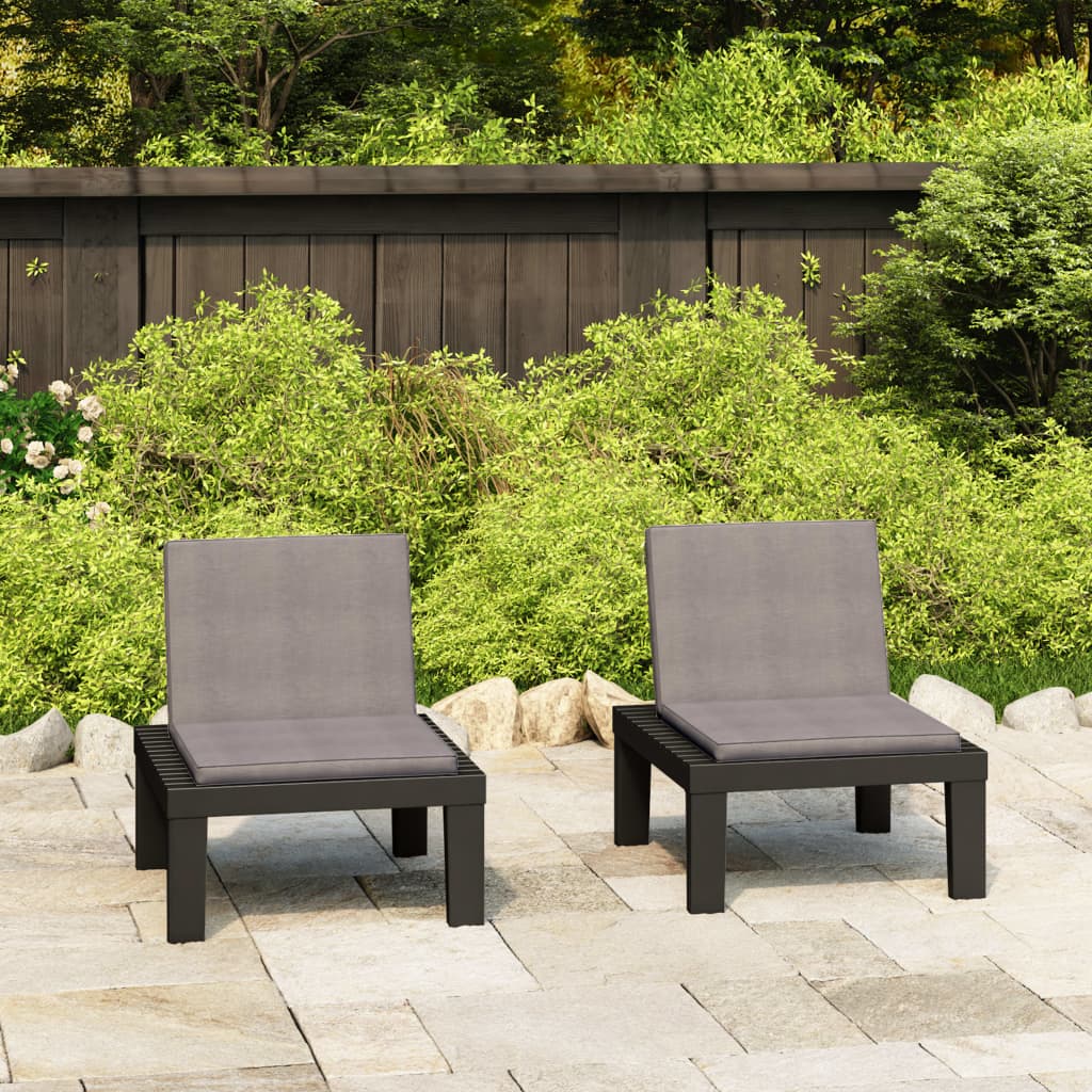 Loungestoelen 2 st met kussens kunststof grijs – afbeelding 1
