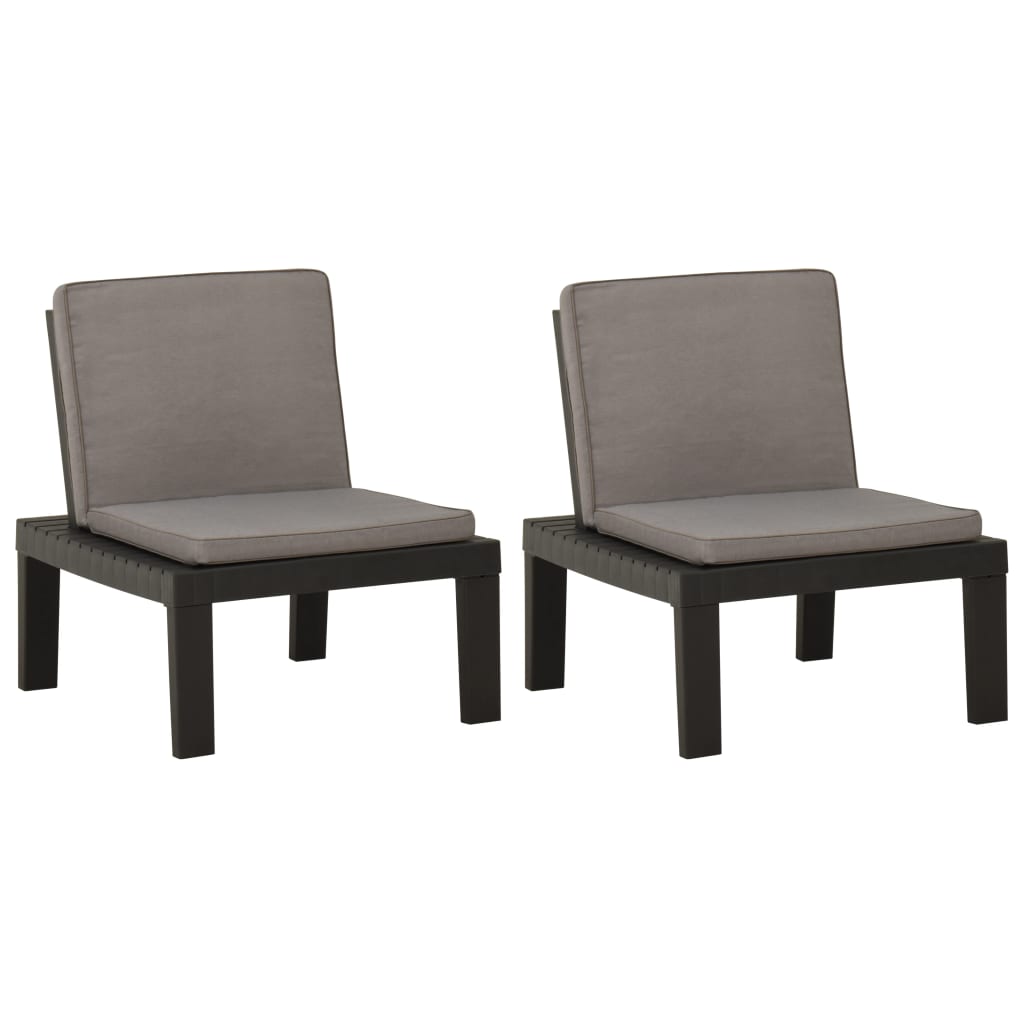 Loungestoelen 2 st met kussens kunststof grijs – afbeelding 2