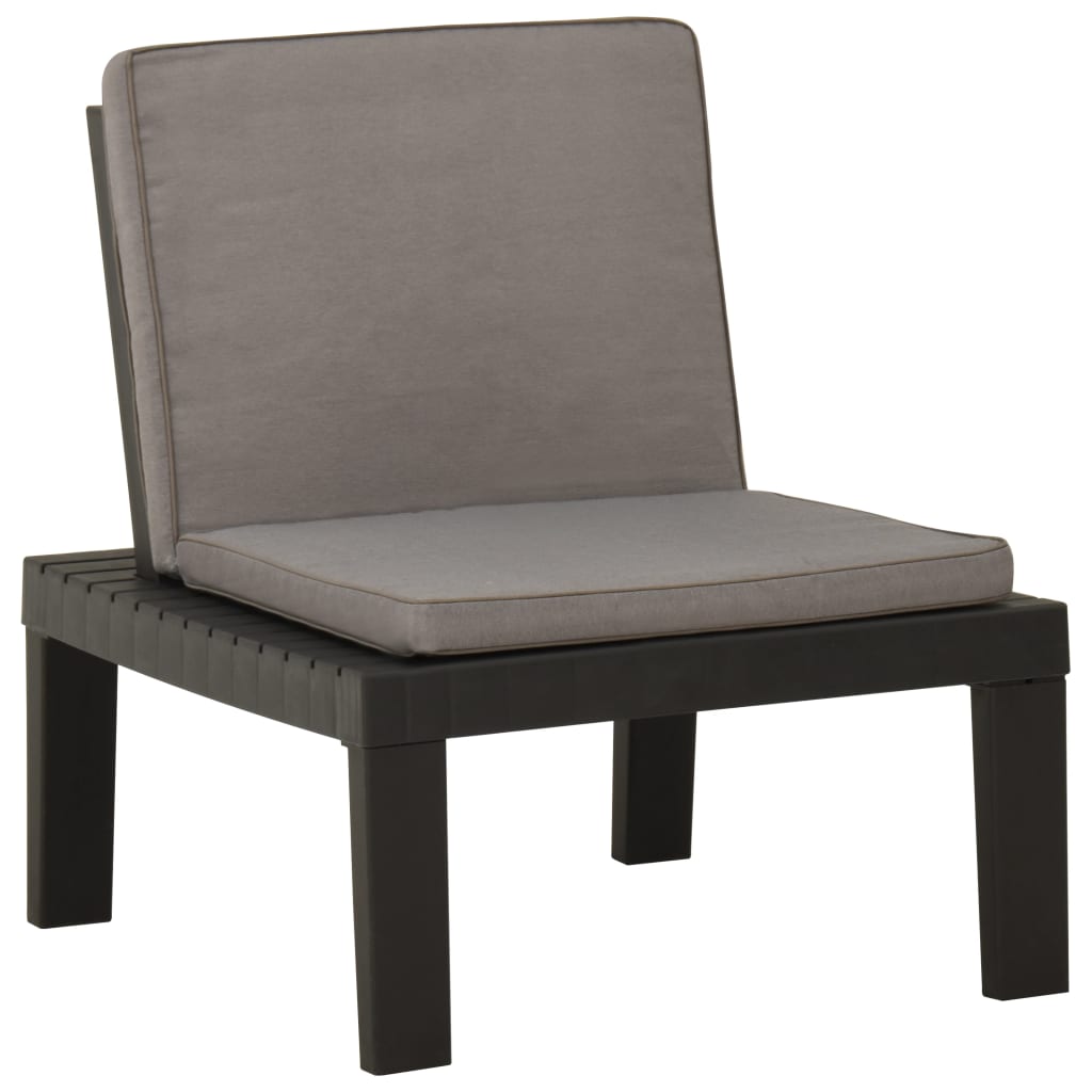 Loungestoelen 2 st met kussens kunststof grijs – afbeelding 3