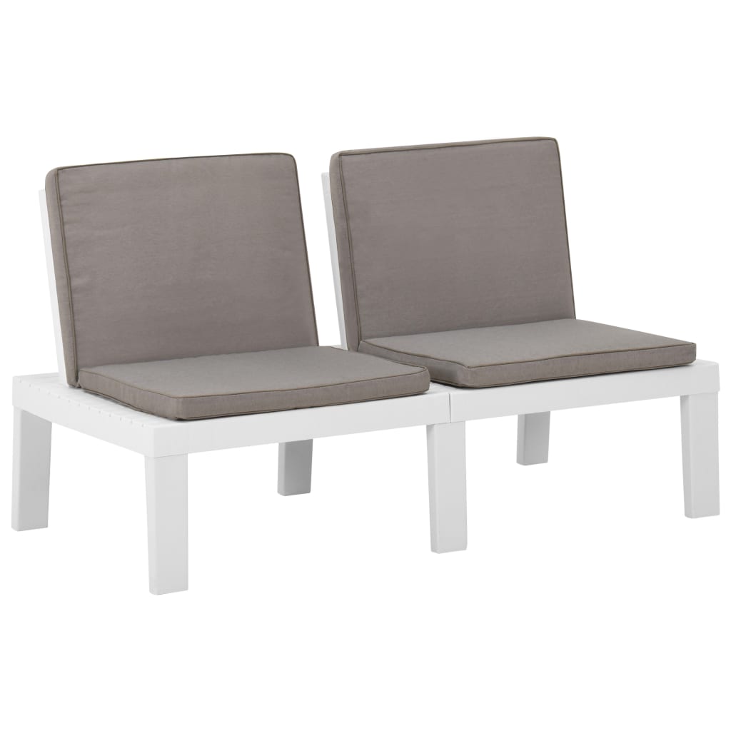 4-delige Loungeset met kussens kunststof wit – afbeelding 7