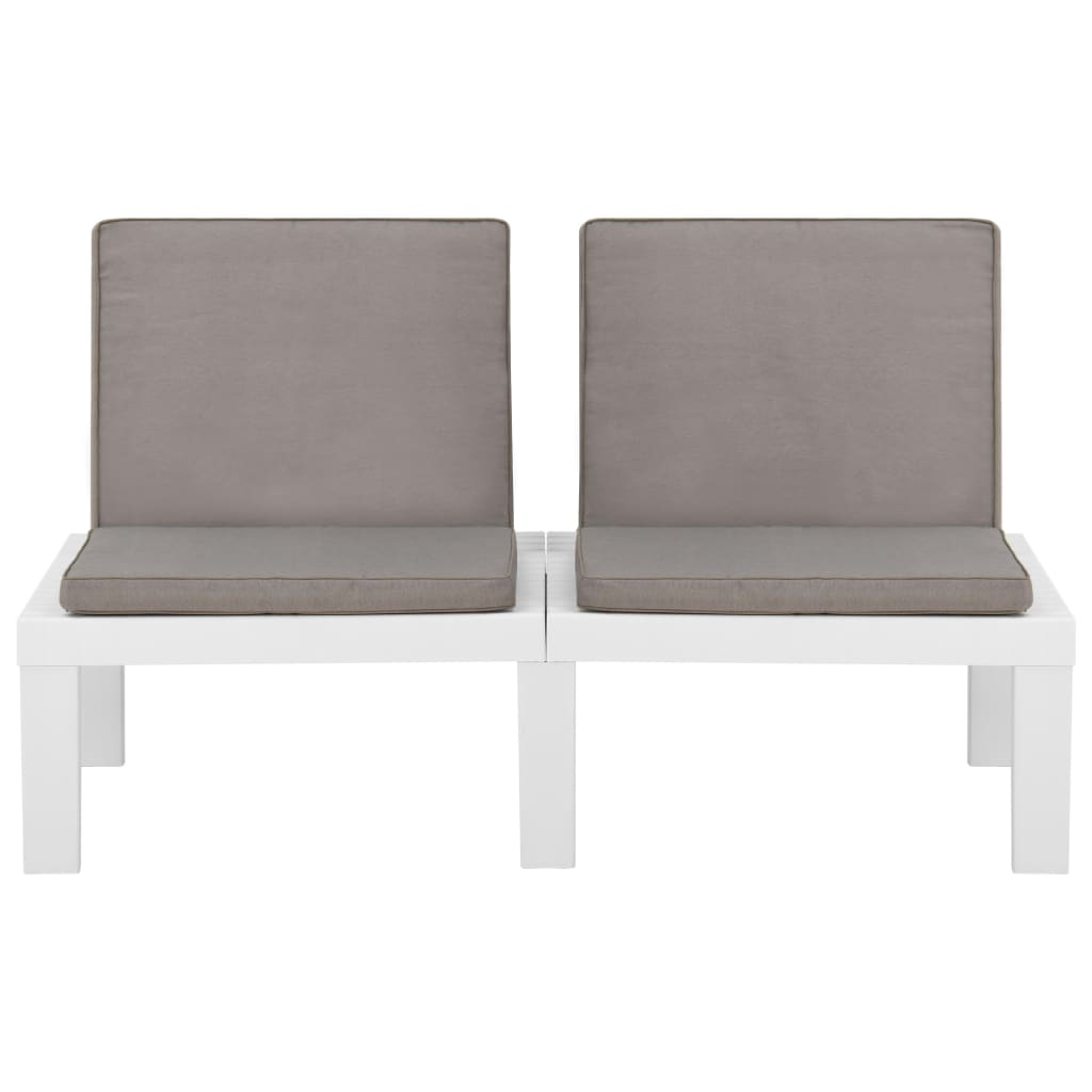 4-delige Loungeset met kussens kunststof wit – afbeelding 8