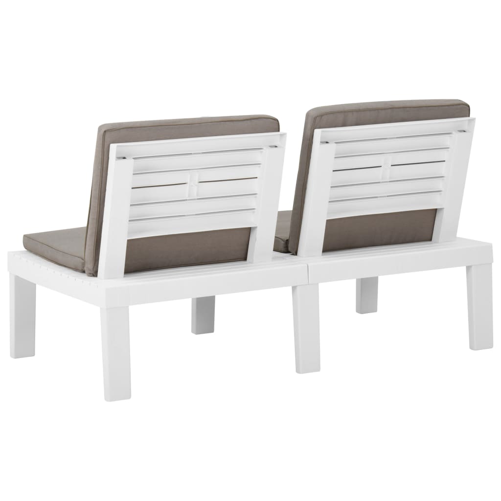 4-delige Loungeset met kussens kunststof wit – afbeelding 9
