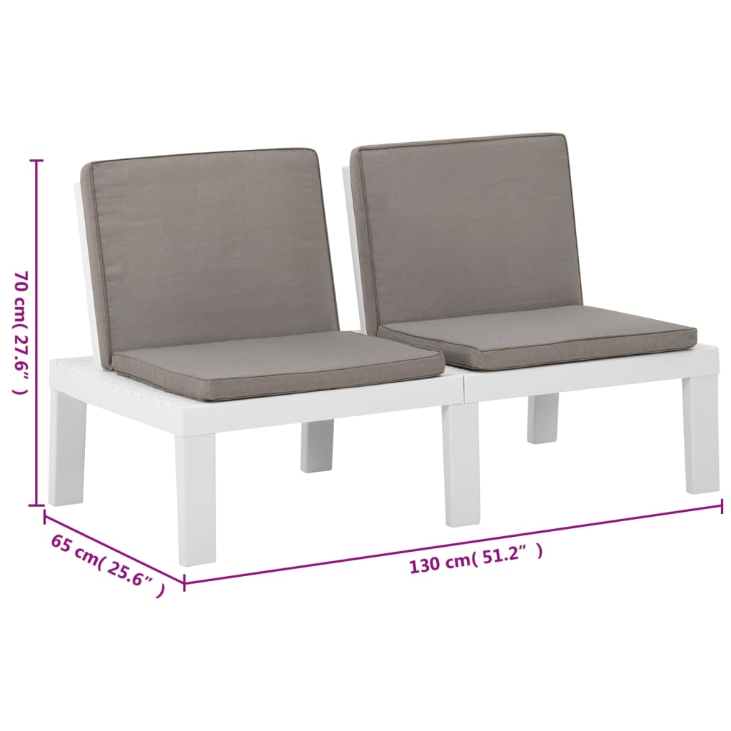 6-delige Loungeset met kussens kunststof wit – afbeelding 11