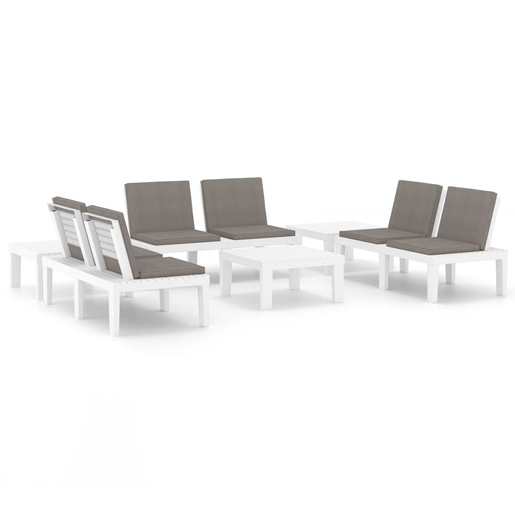 6-delige Loungeset met kussens kunststof wit – afbeelding 2