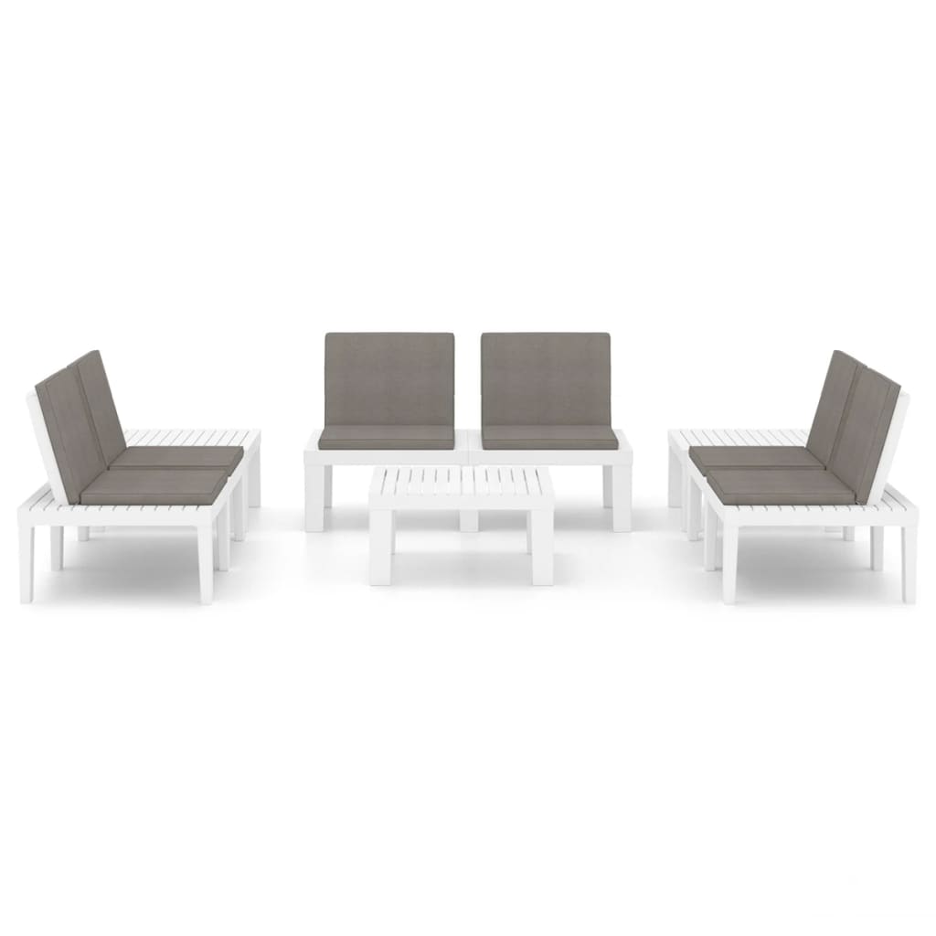 6-delige Loungeset met kussens kunststof wit – afbeelding 3