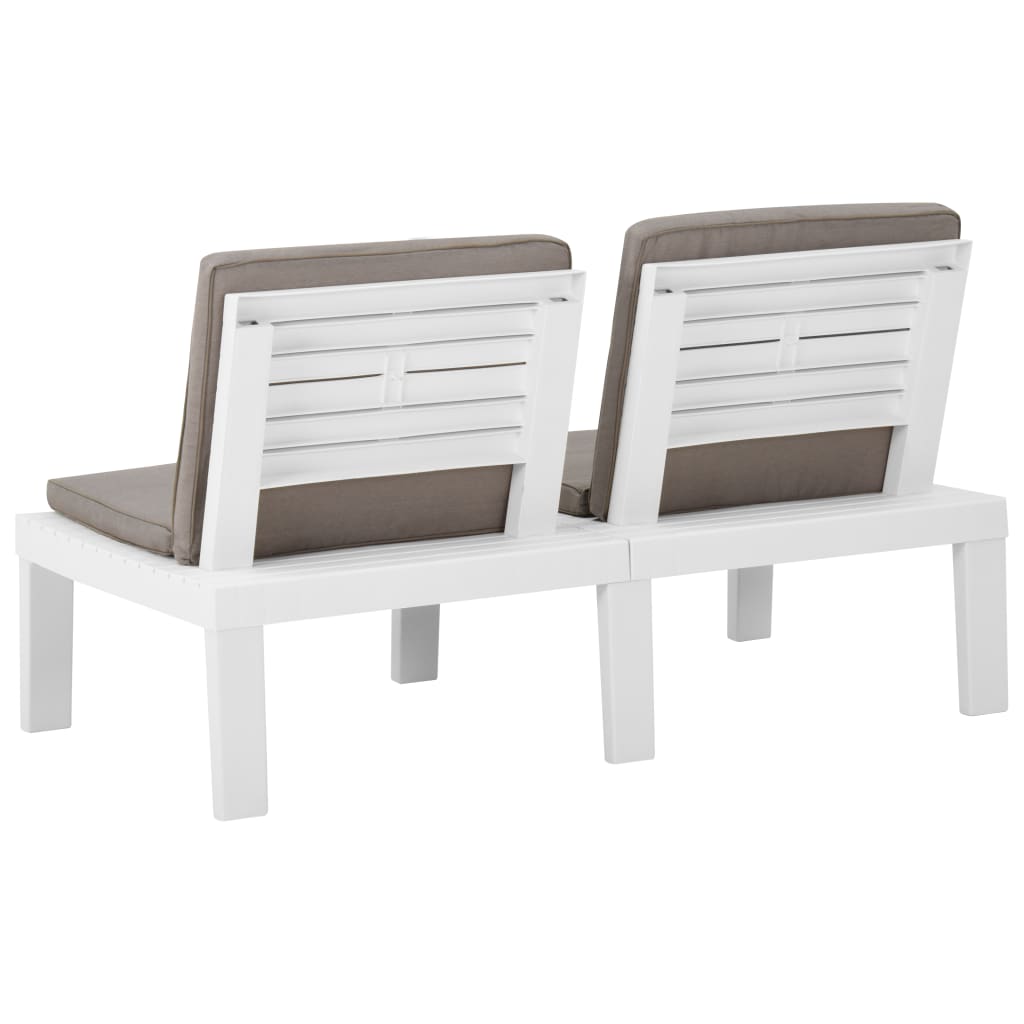 6-delige Loungeset met kussens kunststof wit – afbeelding 9