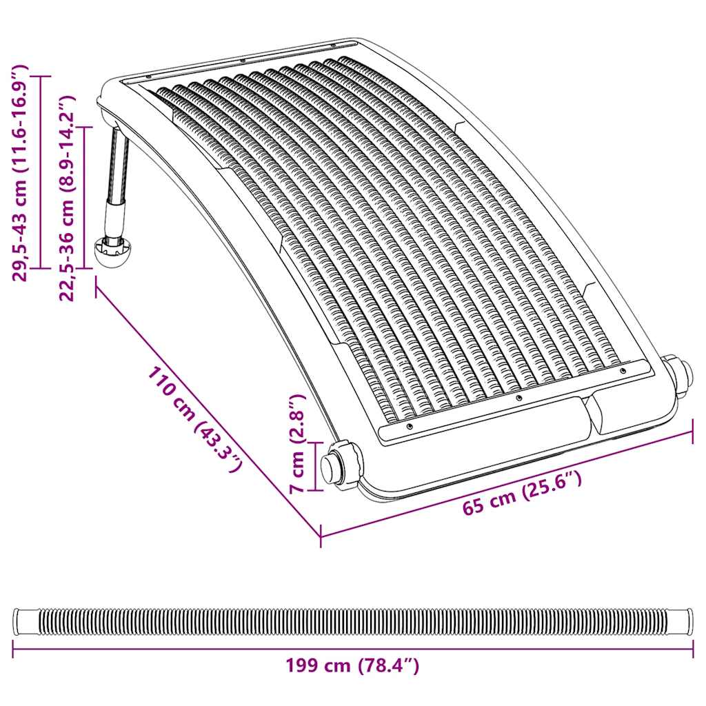 Zwembadverwarmingspaneel solar 2 st gebogen 110x65 cm – afbeelding 12
