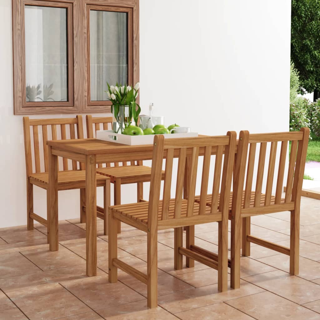 5-delige tuinset 120x70 cm massief teakhout – afbeelding 1