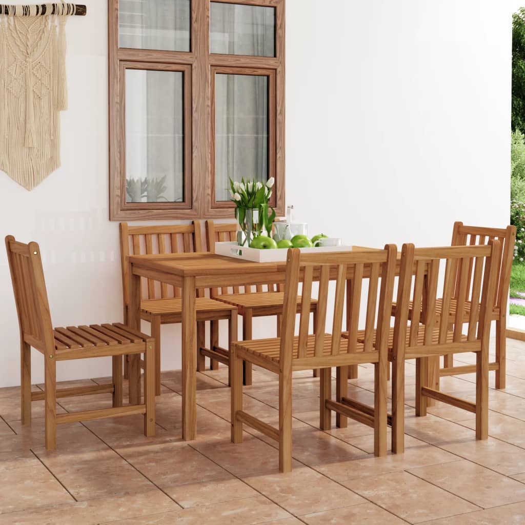 7-delige tuinset 140x80 cm massief teakhout – afbeelding 1