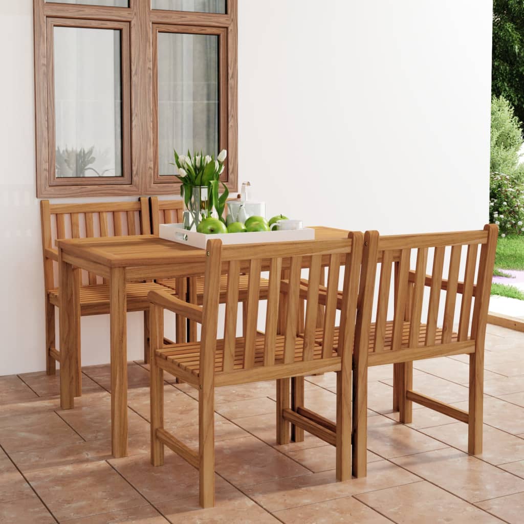 5-delige tuinset 140x80 cm massief teakhout – afbeelding 1