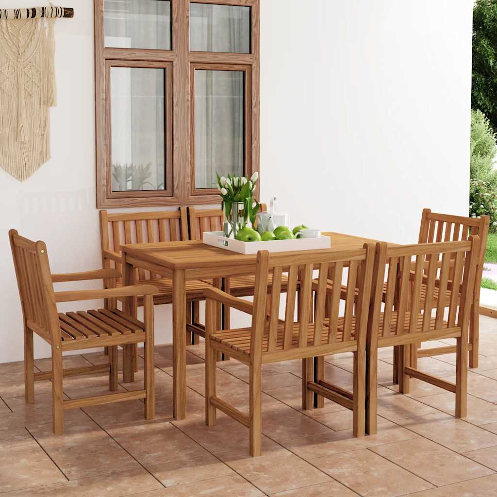 7-delige tuinset 140x80 cm massief teakhout