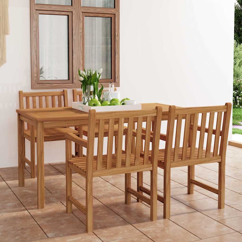 5-delige tuinset 160x80 cm massief teakhout – afbeelding 1