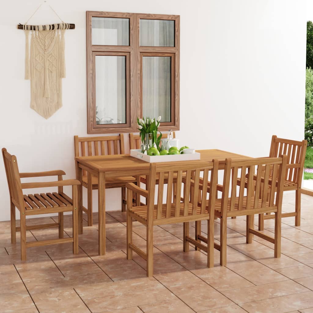 7-delige tuinset 160x80 cm massief teakhout – afbeelding 1