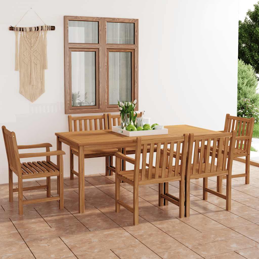 7-delige tuinset 180x90 cm massief teakhout – afbeelding 1