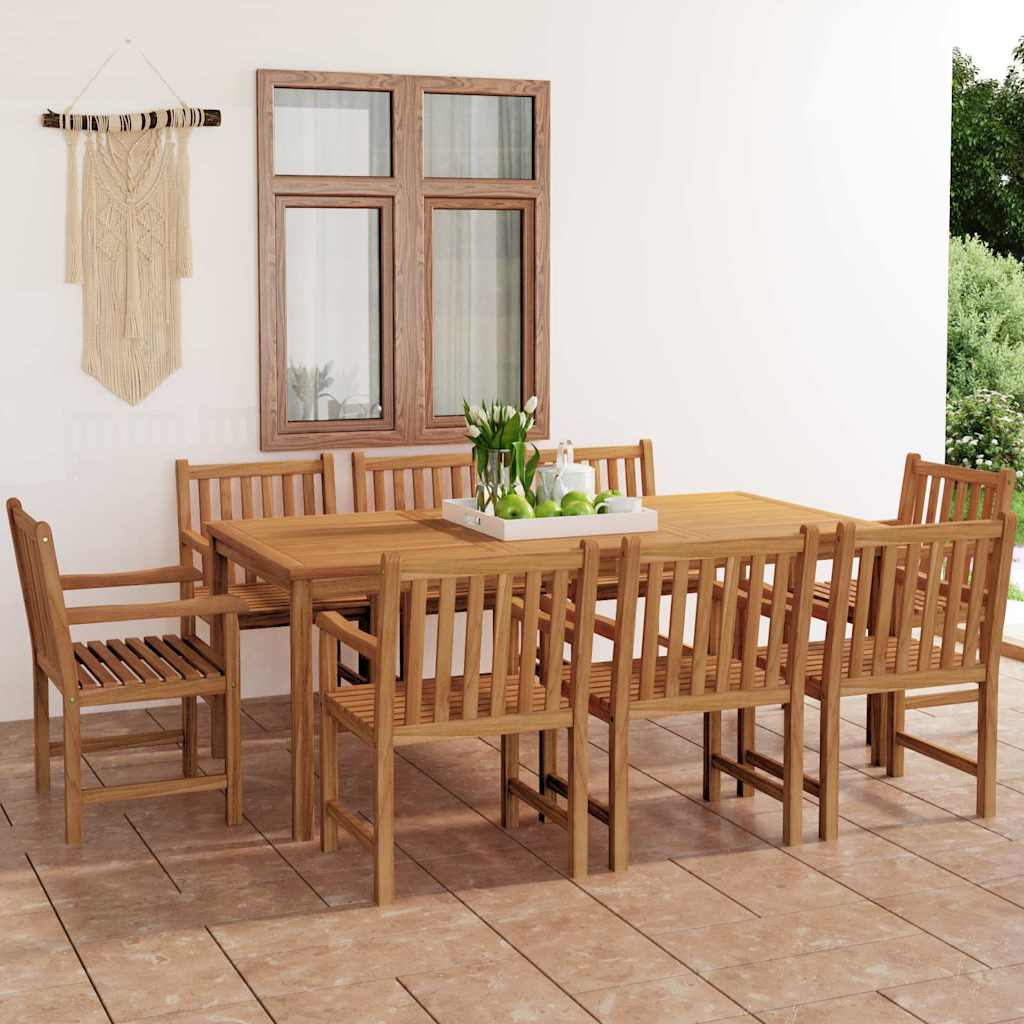 9-delige tuinset 200x100 cm massief teakhout