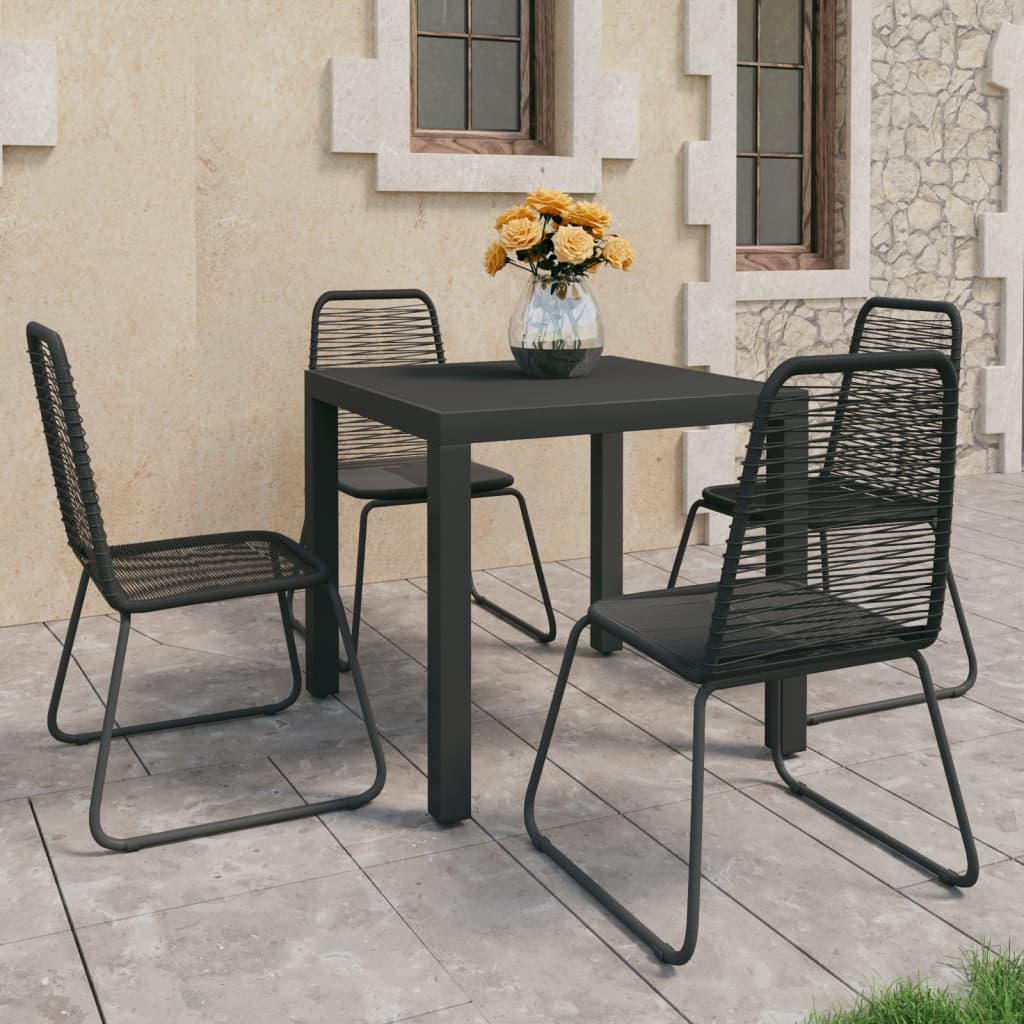 5-delige Tuinset PVC-rattan zwart – afbeelding 1