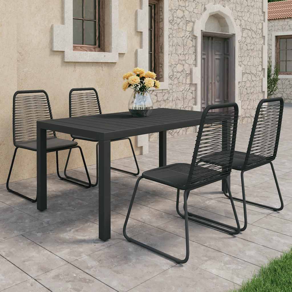 5-delige Tuinset PVC-rattan zwart – afbeelding 1