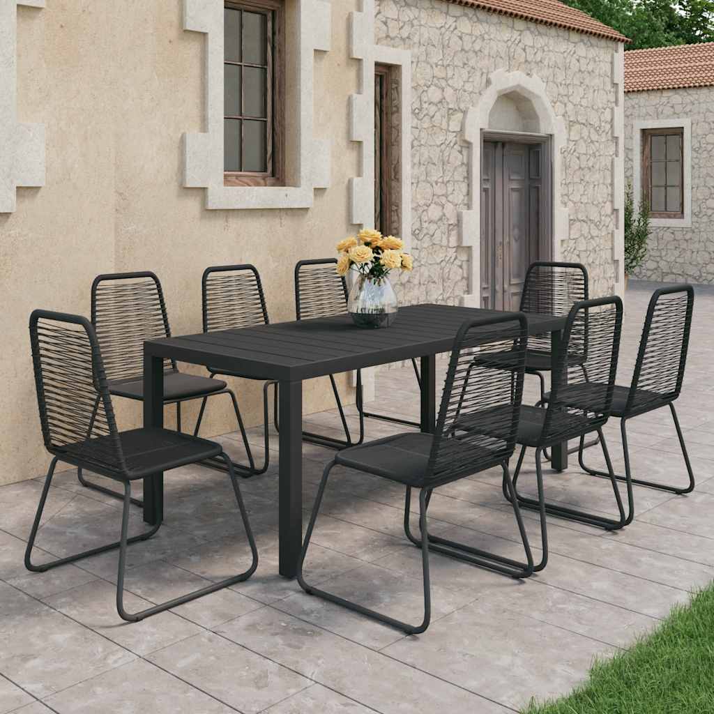 9-delige Tuinset PVC-rattan zwart – afbeelding 1